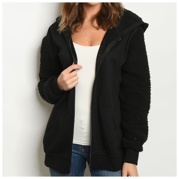 🆕Just In-Long sherpa sleeve hooded Jacket - Picture 1 of 5